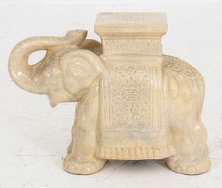 Elephant Cream Ceramic Stand