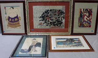 Lot of 5 Framed Japanese Woodblocks.