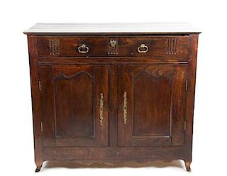 A Louis XV Provincial Oak Cabinet Height 39 x width 44 1/2 x depth 19 1/2 inches.