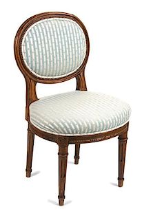 A Louis XVI Style Walnut Diminutive Side Chair Height 27 inches.
