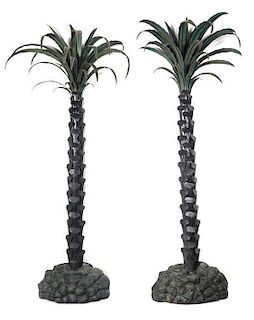 A Pair of Tole Models of Palm Trees Height 101 inches.
