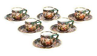A Collection of Nine Capo-di-Monte Porcelain Demitasse Cups and Saucers Diameter of saucer 4 1/2 inches.