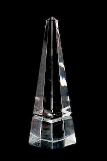 A Val St. Lambert Glass Obelisk Height 11 3/8 inches.