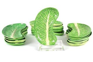 A Set of Fifteen Dodie Thayer Lettuce Ware Salad Plates Length 9 3/4 inches.