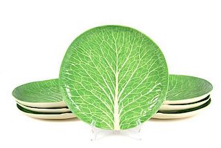 A Set of Seven Dodie Thayer Lettuce Ware Plates Diameter 11 1/2 inches.