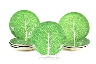 A Set of Eight Dodie Thayer Lettuce Ware Plates Diameter 10 inches.