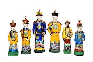 A Group of Six Chinese Export Porcelain Figures Height of tallest 18 1/4 inches.