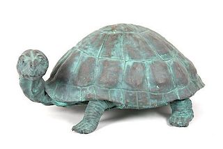 A Bronze Model of a Tortoise Height 10 inches x length 21 inches.