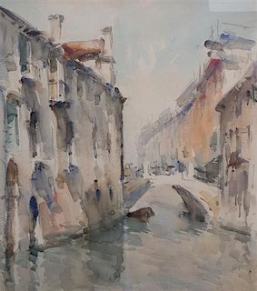 Carlo Ravagnan, (Italian, b. 1912), Venetian Canal