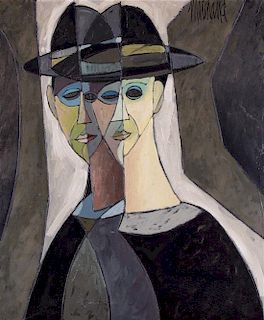 Philippe Marchand, (French, 20th century), Double Portrait of Man in Hat