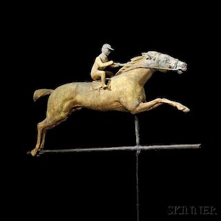 Gilded Molded Copper and Cast Zinc Horse and Jockey Weathervane