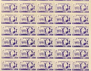 Houdini, Harry. Sheet of Houdini Commemorative Stamps And Related Ephemera. New York, 1951. Includin
