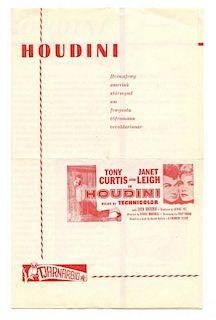 Houdini, Harry. Icelandic Houdini Movie Brochure. Iceland, ca. 1953. Bi-fold pictorial brochure for
