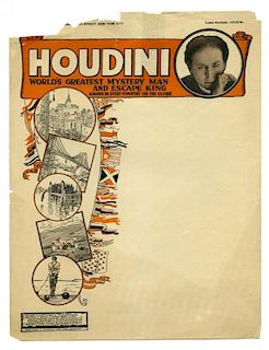 Houdini, Harry. Houdini Letterhead. сWorldНs Greatest Mystery Man and Escape King.о New York, ca. 19