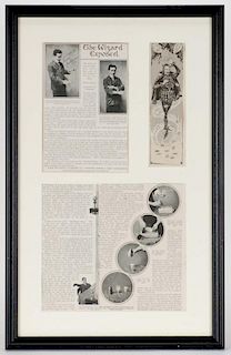 Houdini, Harry. Collection of Early Houdini Clippings, One Signed. V.p., 1900s. Three magazine clipp