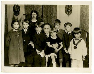 Houdini, Harry. Photograph of Houdini with Teddy RooseveltНs Grandchildren. New York, 1925. Photogra