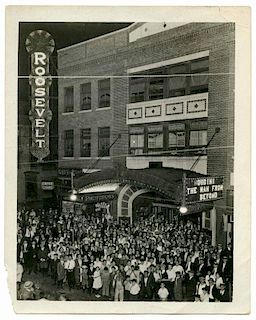Houdini, Harry. Roosevelt Theatre Marquee for The Man from Beyond. [1922]. Street scene with a large