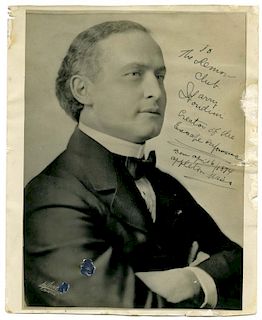 Houdini, Harry. Signed Photograph of Houdini. Seattle: La Pine Studio, 1915. Formal studio photo of