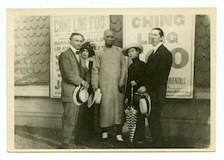 Houdini, Harry. Photograph of Harry and Beatrice Houdini with Okito, Ching Ling Foo, and FooНs Daugh