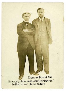 Houdini, Harry. Photograph of Houdini and Teddy Roosevelt. June, 1914. A famous full-length image of