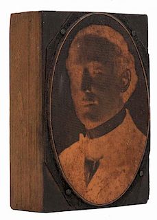 Houdini, Harry. Photographic Copper Printing Block. Portrait of Houdini. Circa 1912. Copper printing
