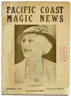 Houdini, Beatrice. Two Snapshots of Bess Houdini, and Pacific Coast Magic News V2 N5. 1930s. Vintage