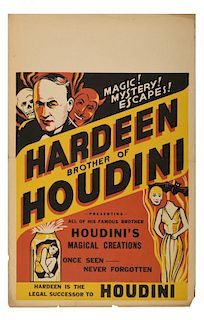 Hardeen. Hardeen Brother of Houdini. American, ca. 1935. Three-color screen print poster depicting H