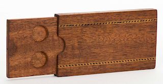 Coin Drawer. English, ca. 1950. Finely made mahogany drawer with decorative stripe inlays containing