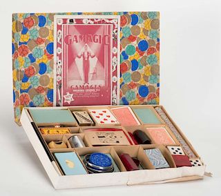 Gamagic Set No. 3. London: Gamages, ca. 1940. Beautiful and complete vintage magic set with attracti