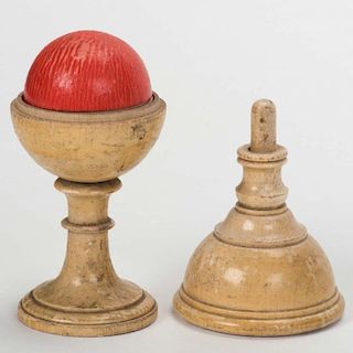 Morison Pill Box. German [?], ca. 1930. Turned wooden vase (5 3/8о tall) from which a red ball vanis