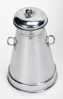 The Noo Foo Can. Smethwick: Burtini, ca. 1946. Finely polished chromed can (7 _о tall) with lid and
