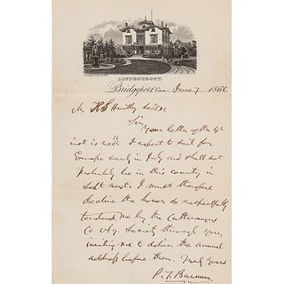 P. T. Barnum Autograph Letter Signed