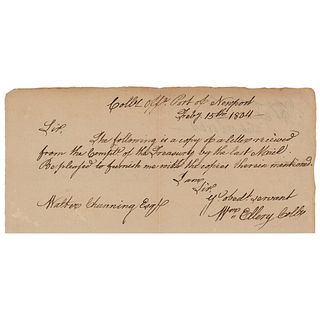 William Ellery Autograph Letter Signed