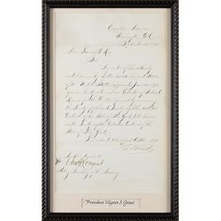 U. S. Grant Letter Signed as President