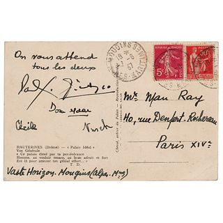 Pablo Picasso and Paul Eluard Signed Postcard to Man Ray