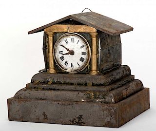 Vanishing or Appearing Mantle Clock. European, ca. 1900. Impressive and heavy cast metal frame with