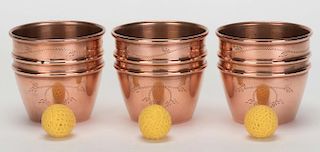 сVernonо Cups. London, Unique Magic Studio (Harry Stanley), ca. 1957. Set of three copper cups with