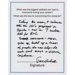 Jane Goodall Signed Handwritten Statement
