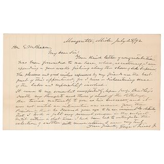 George Shiras, Jr. Autograph Letter Signed