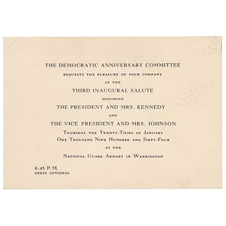 John F. Kennedy Third Inaugural Salute Event Invitation