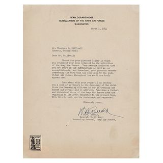 Hap Arnold Typed Letter Signed