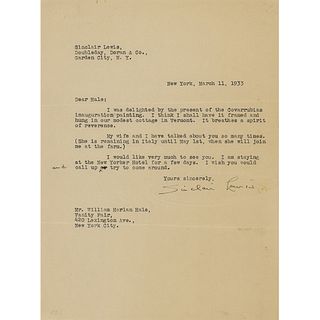 Sinclair Lewis Typed Letter Signed