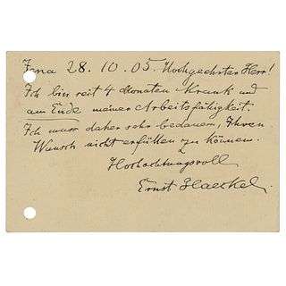Ernst Haeckel Autograph Letter Signed