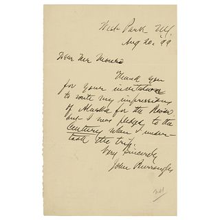 John Burroughs Autograph Letter Signed