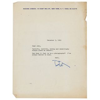 Richard Avedon Typed Letter Signed