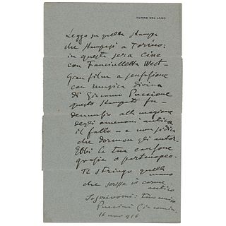 Giacomo Puccini Autograph Letter Signed Twice