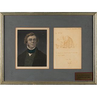 William Makepeace Thackeray Autograph Letter Signed with Sketch