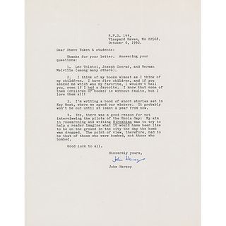 John Hersey Typed Letter Signed