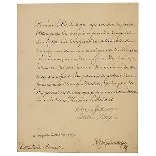 Louisa Ulrika of Prussia Letter Signed