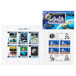 Apollo Astronauts: Dave Scott, Edgar Mitchell, and Stuart Roosa Signed Stamps